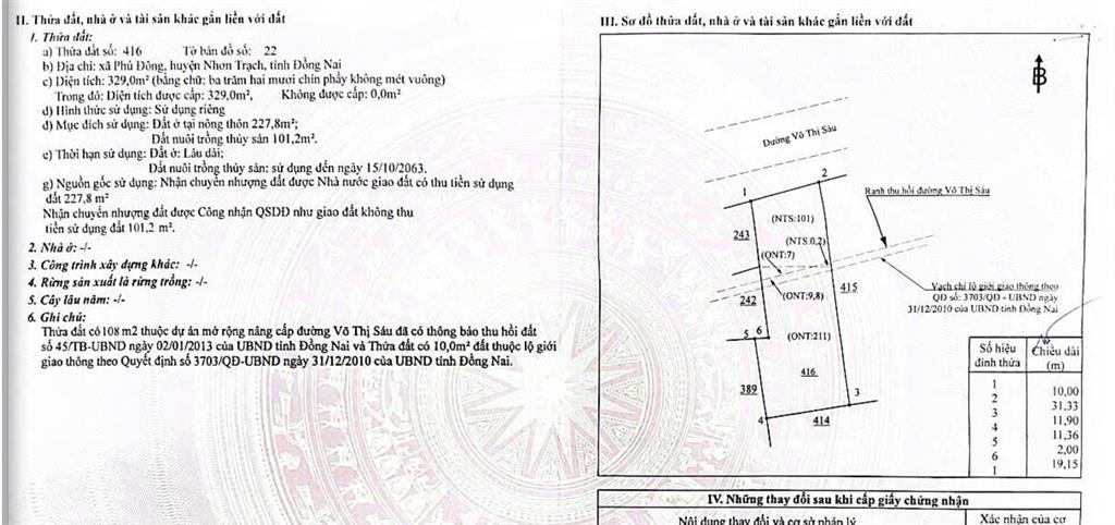 Mặt tiền võ thị sáu và mặt tiền dự phóng đường cầu cát lái, cầu phú mỹ 2