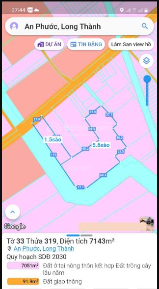 Giảm chào bán đất tại đường 51, an phước, long thành, đồng nai, giá rẻ chỉ nhỉnh 5tr/m2 dt 7143m2