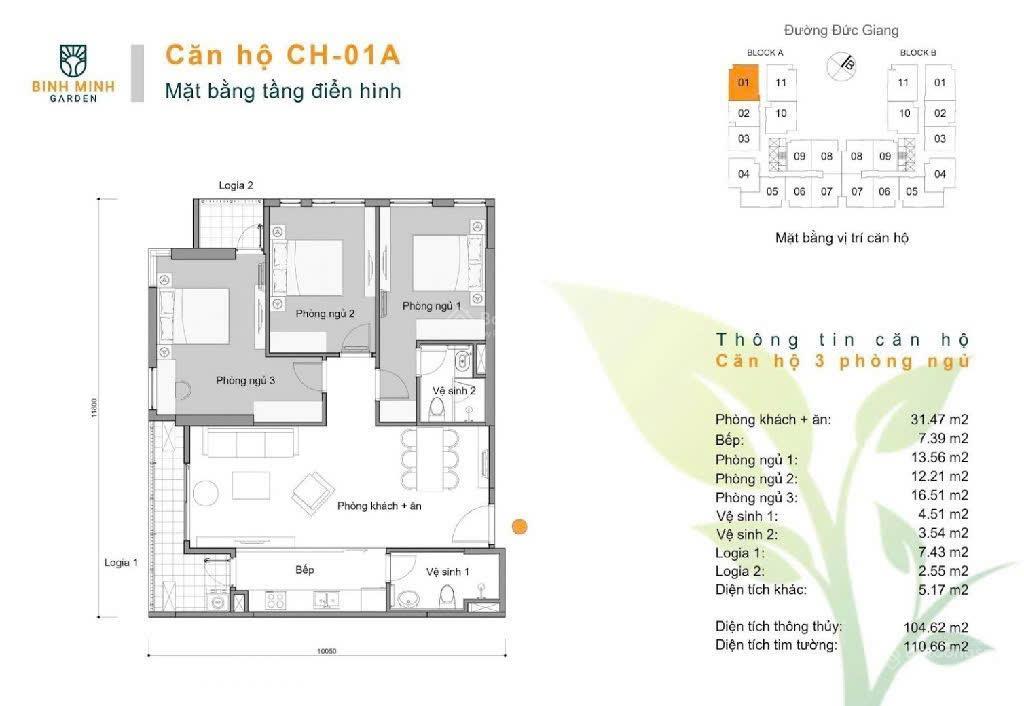 Bán gấp chỉ 7,599 tỷ, 105m2 căn góc 3pn + 2wc full đồ tại bình minh garden, đức giang, long biên,