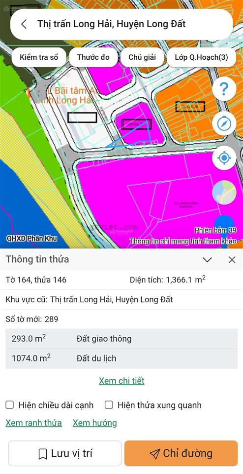 Cần bán 5041.8m² đất long hải, quy hoạch du lịch, đất giao thông