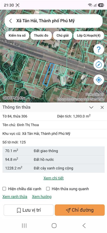 Bán lô đất mặt tiền ql 51, đối diện ubnd xã tân hải