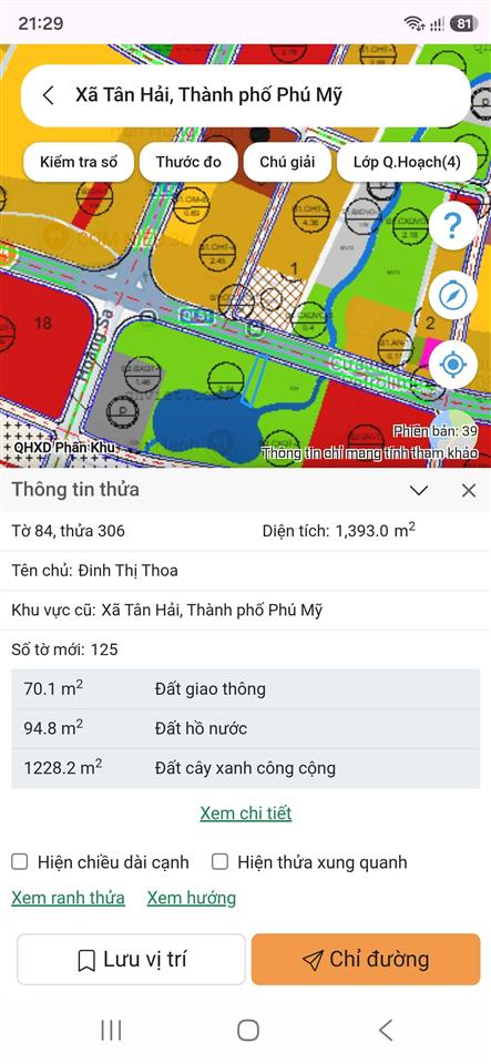 Bán lô đất mặt tiền ql 51, đối diện ubnd xã tân hải