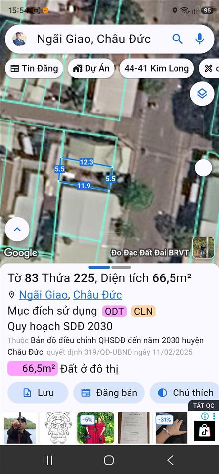 Bán đất mặt đường kinh doanh 30/4 ngãi giao 5.5m, 2.55 tỉ