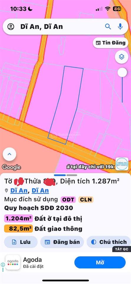 Bán đất diện tích lớn 1.286,8m² p. dĩ an bình dương giá chốt 25 tỷ