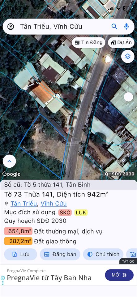 Cần bán lô đất s k c đất sản xuất kinh doanh mặt tiền đường hương lộ 7, diện tích 942m2