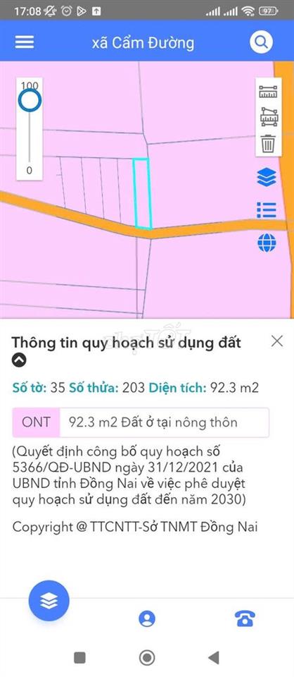 Bán đất thổ cư 92,3m2, cách sân bay 4km, xã Cẩm Đường