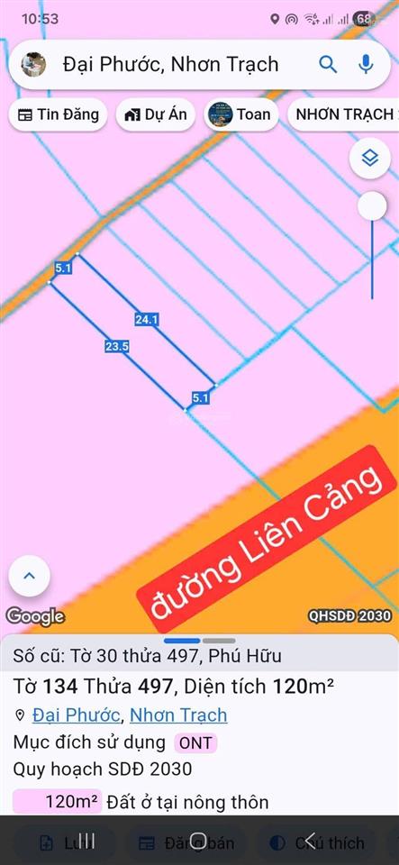 Đất nền 120m2 (5,1x24m) thổ cư 100%, cách phà cát lái quận 2 800m, giá 2.2 tỷ, sổ hồng riêng