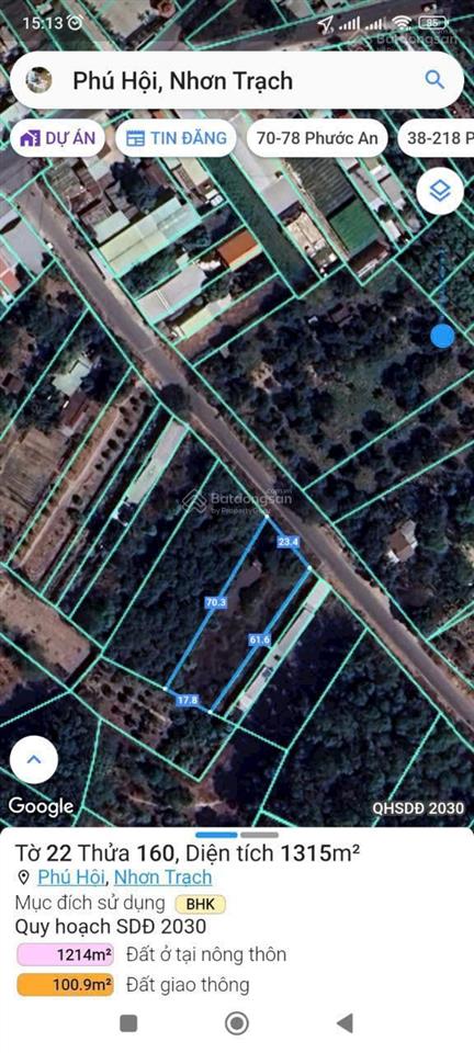 Mặt tiền nhựa đào thị phấn trung tâm huyện. 1315m2 qh ont, khu dân cư đông, kẹt bán 6.5tr/m2, shr