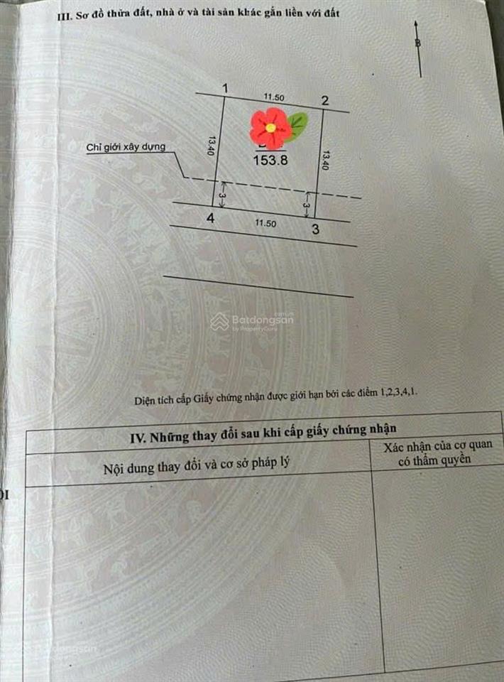 Bán đất biệt thự 153.8m2. mặt tiền 11.5m kđt cổ dương  tiên dương