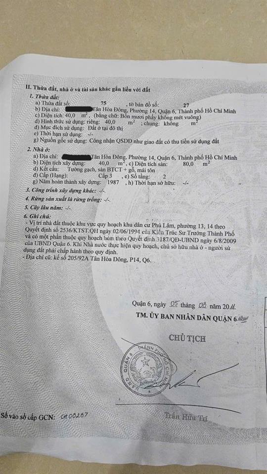 BÁN NHÀ HẺM 3,5M (BG) TÂN HÒA ĐÔNG, P.14, Q.6, 5,5 TỶ