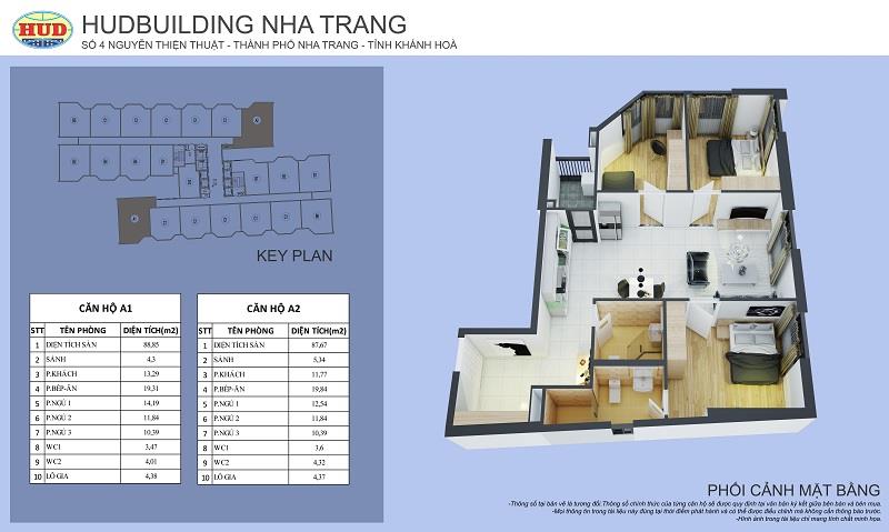 Căn hộ 3 phòng ngủ, tầng trung. sở hữu lâu dài. toà hudbuilding nha trang