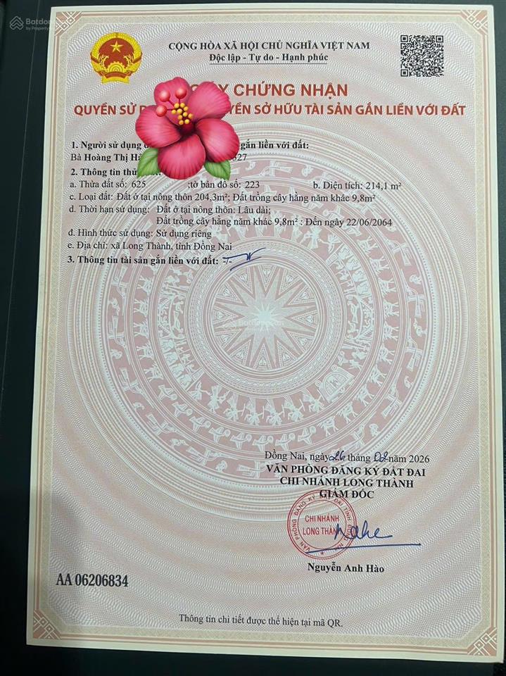 Bán đất tại đường bưng môn, long thành, 4,4 tỷ, 218 m2 đẹp, nhiều tiện ích