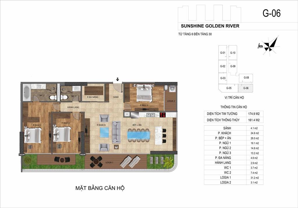 Cho thuê lâu dài căn golden river trục 06 tầng trung đẹp giá 35tr/ tháng đã bao gồm thuế vat