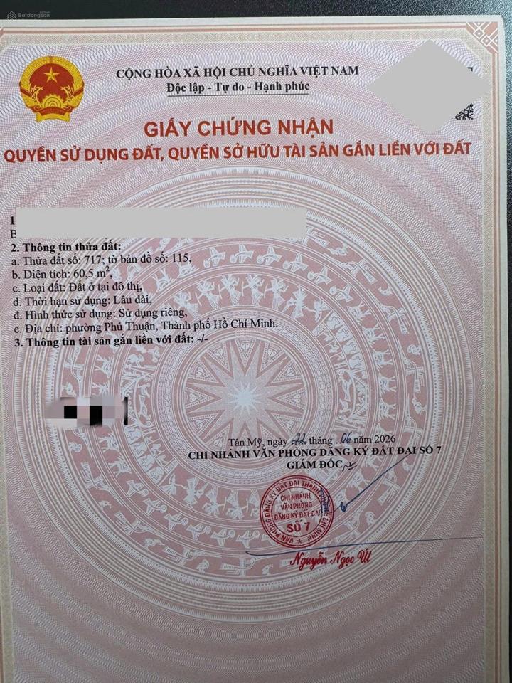 Đất 60m2 sổ hồng riêng xây dựng tự do, ngay khu phức hợp lacasa hoàng quốc việt q7. giá chỉ 7 tỷ