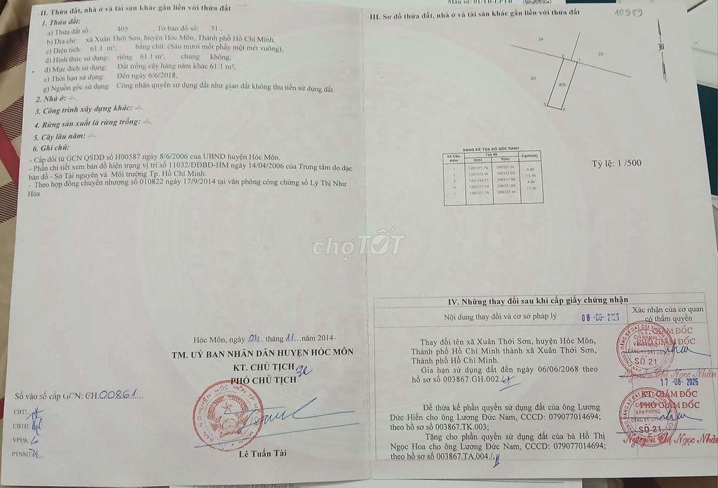 Bán đất Hóc Môn