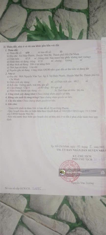 Nhà sổ hồng riêng 67m2 xã hiệp phước, nhà bè 2.3 tỷ