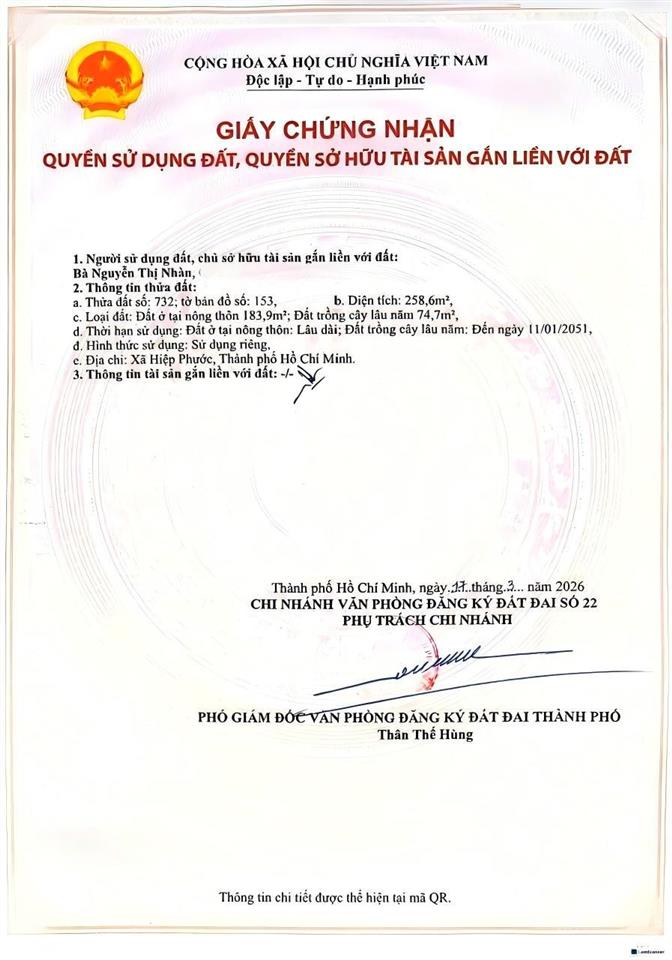 Đất thổ cư mặt tiền đường nguyễn văn tạo, ngang 6m dài 42m , giá 9 tỷ