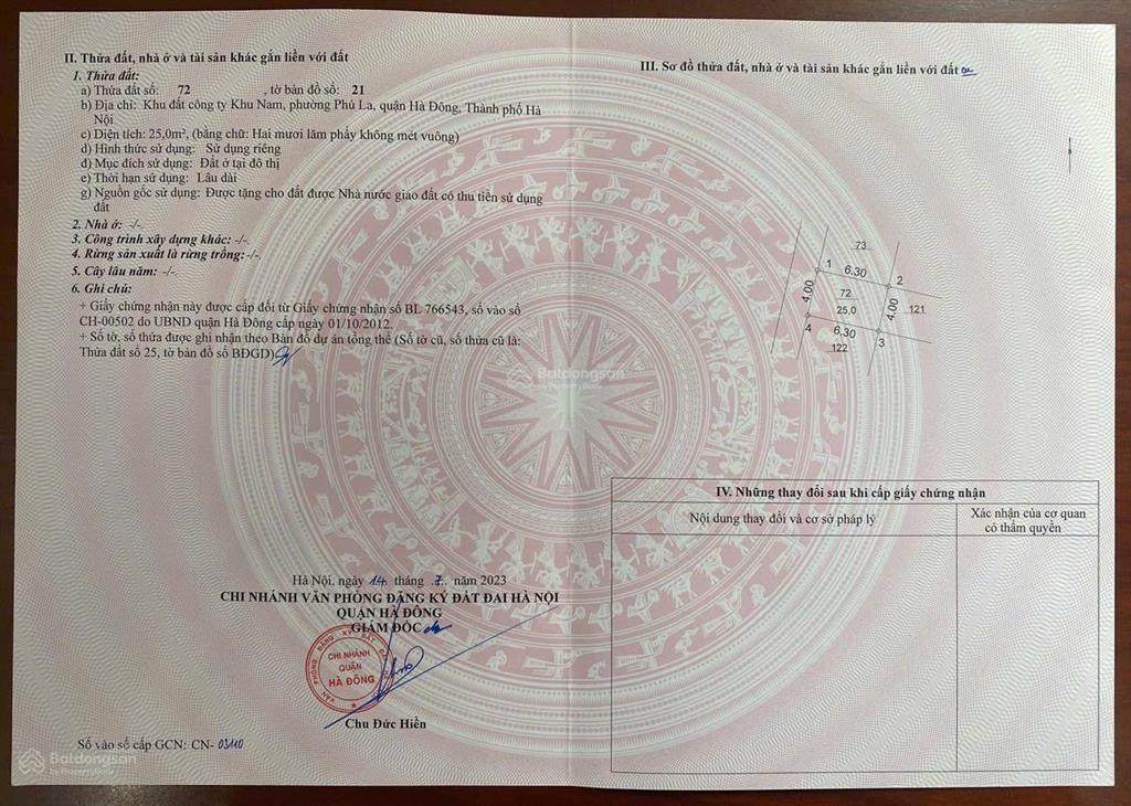 Bán nhà tại ngõ 804, quang trung, 4,5 tỷ, dt 25m2