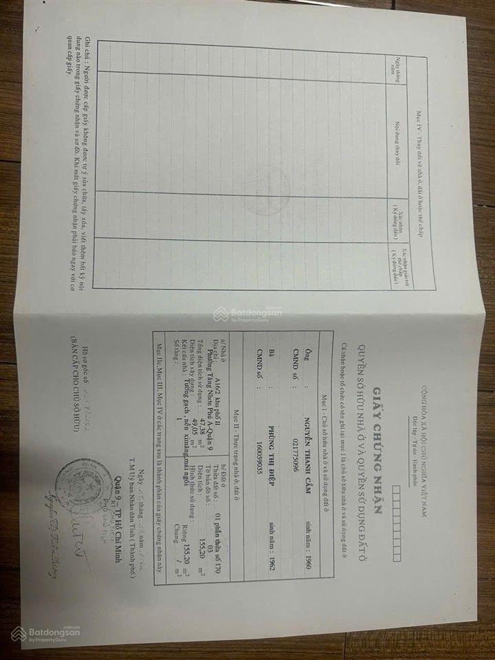 Ban nhà a16/2 tăng nhơn phú a quận 9 tp hcm