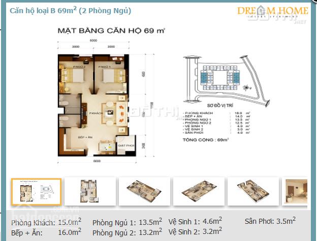 Bán căn hộ 69m2, 2pn, 2 toilet, cc dream home gò vấp, 2.3 tỷ, tel 0933 002 ***