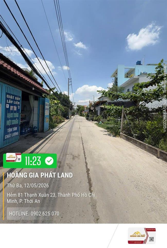 Đất 4m x 20m 75m2 thổ.hẻm thông 8m gần mt hà huy giáp  ngã tư ga. giá rất tốt  có 2 lô liền kề.