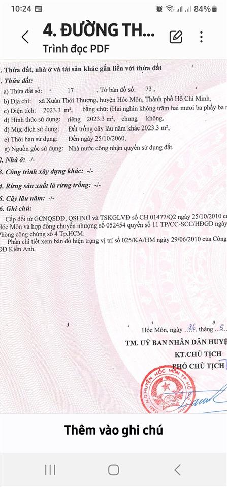 Bán gấp đất nền 2023m2 tại đặng công bỉnh, xuân thới thượng, hóc môn, 25 tỷ vnd