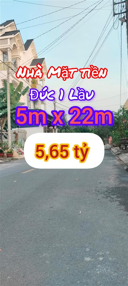 Bán nhà mặt tiền gần trần văn mười 5m x 22m đúc 1 lầu