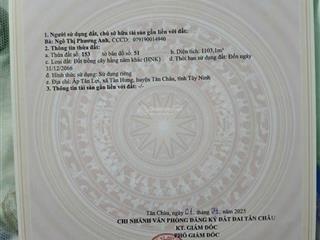 Chính chủ cần tiền bán lỗ lô đất cách chợ tân hưng 2km, ngang 9,5m hậu 110m