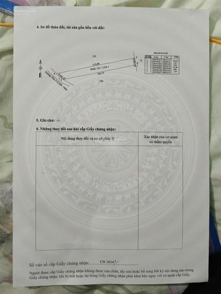 Chính chủ cần tiền bán lỗ lô đất cách chợ tân hưng 2km, ngang 9,5m hậu 110m