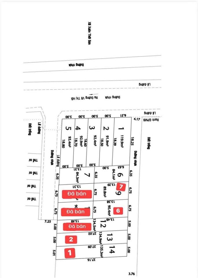 Bán lô đất thổ cư 84m2 đường bờ kênh xuân thới sơn 38 hóc môn