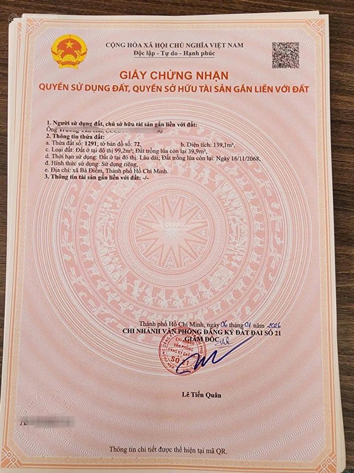 Cần tiền làm ăn bán lô góc 2 mặt tiền 6,5x22m bà điểm, hóc môn đường phan văn hớn