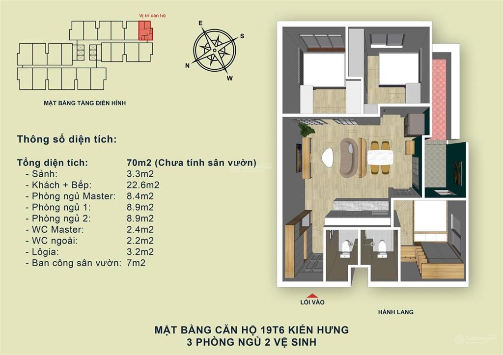 Bán căn hộ hot siêu hiếm tại chung cư 19t6 kiến hưng, căn góc 3 ngủ độc bản lại có sân vườn riêng