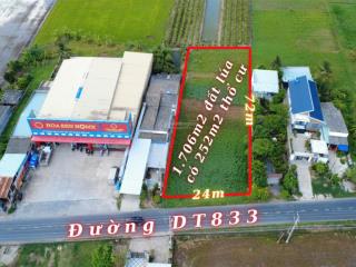 Bán đất mặt tiền dt833 tp. tân an, dt ngang 24m dài 72m