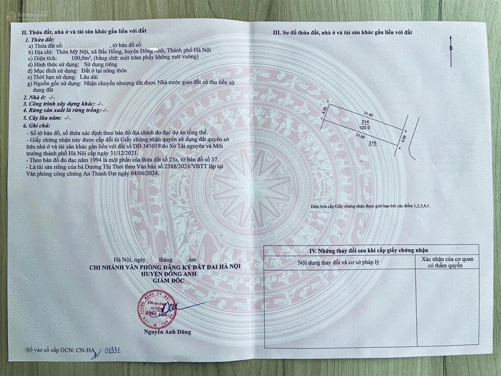 Bán gấp đất đường mỹ nội, giá tốt 100m2 ôtô tránh