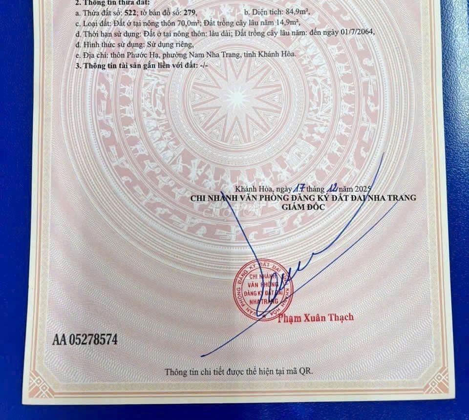 84m2, 1,78 tỷ, thôn phước hạ, phường nam nha trang, tỉnh khánh hòa