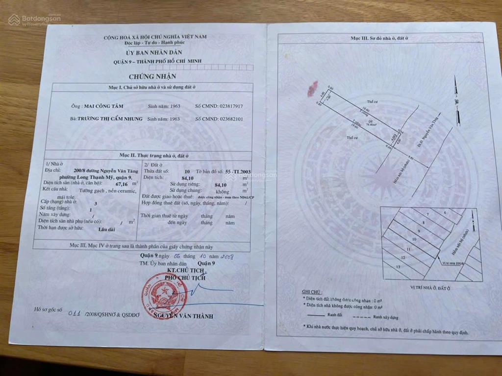 Chính chủ bán nhà cấp 4 đường nguyễn văn tăng, long thạnh mỹ, thủ đức (cũ), hồ chí minh