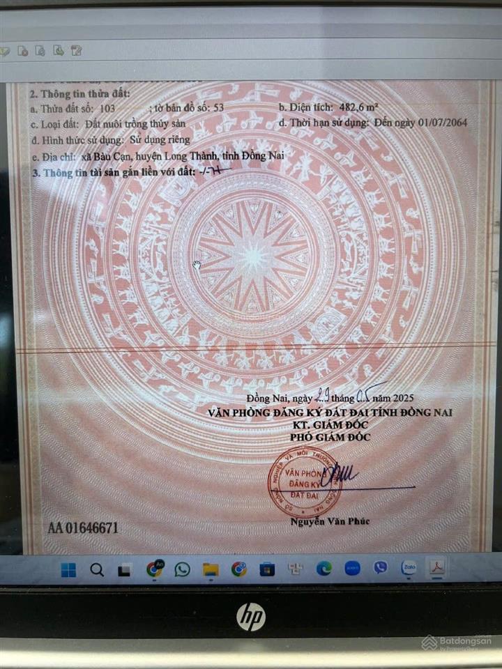 Chính chủ bán đất trong khu dân cư bàu cạn
