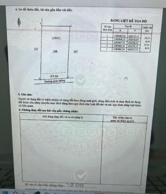 Chính chủ bán đất trong khu dân cư bàu cạn