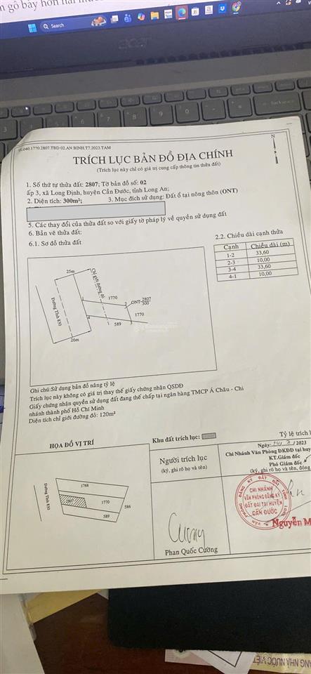 Bán đất dt 1201m2 (300m2 thổ cư), ngang 16.5m, sẵn sổ tại mặt tiền đường dt830, cần đước, long an