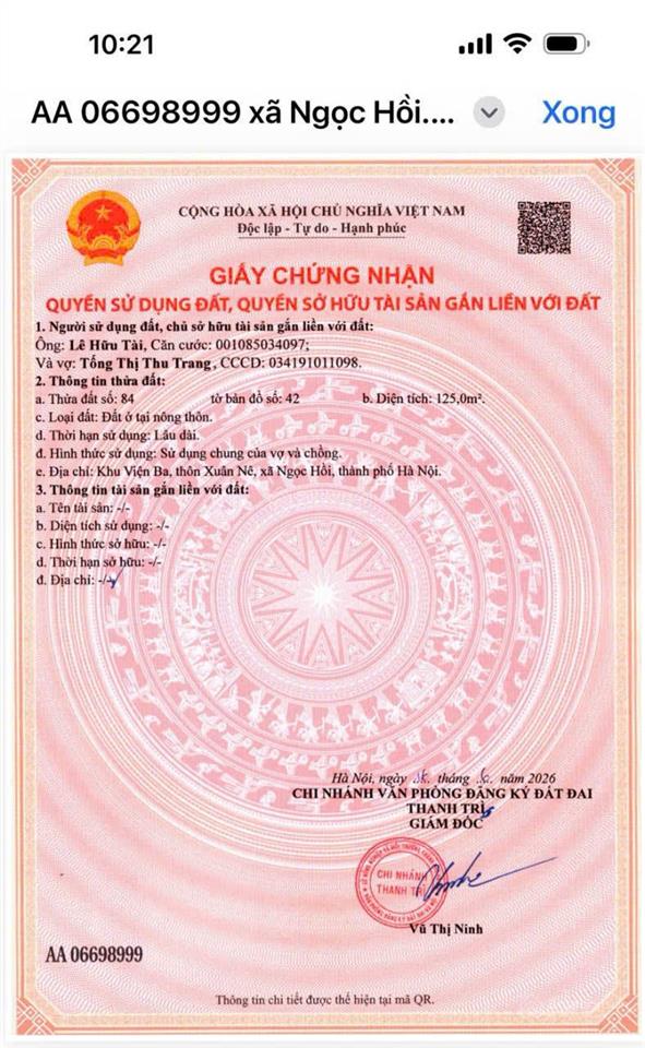 Chính chủ bán 58 m2 thôn khánh vân. xã khánh hà.
ngõ rộng 5m
