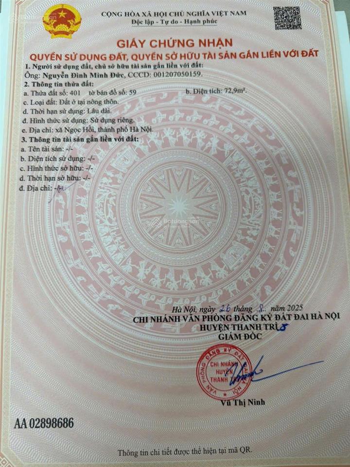 Chính chủ bán
72,9 m
thôn đại áng  xã ngọc hồi tp hà nội