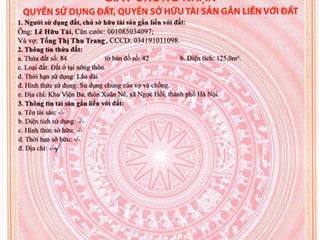 Bán đất xuân nê, xã ngọc hồi, huyện thanh trì, hà nội