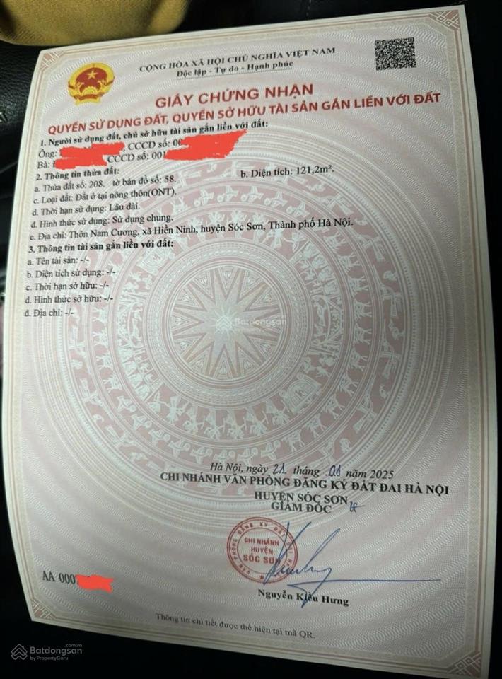 Bán lô góc 3 mặt tiền, vị trí vàng tại bìa làng thôn nam cương, xã nội bài, hà nội. giá đầu tư