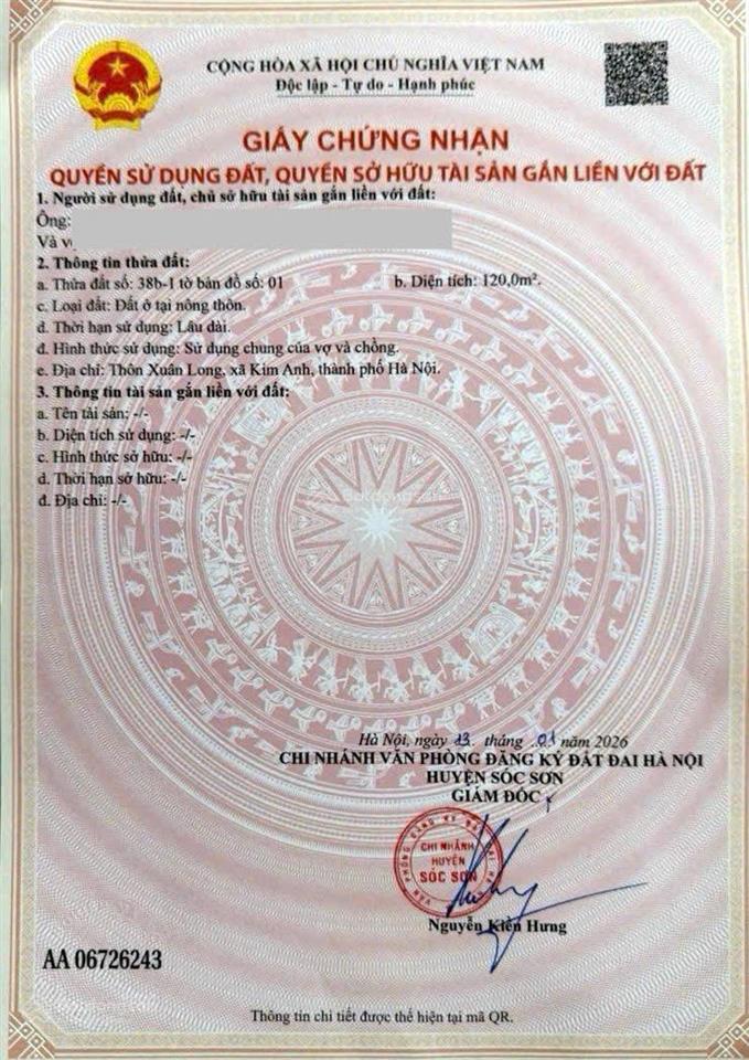 Siêu phẩm đất vàng lô góc 2 mặt tiền 120m2 xuân long, kim anh, hà nội