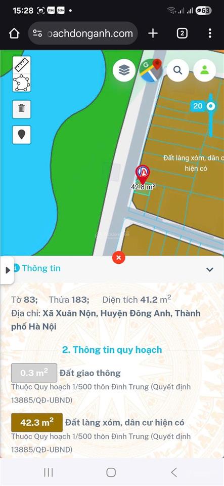 Bán 41.2m2 đất bìa làng thôn đình trung, xã thư lâm, tp hà nội