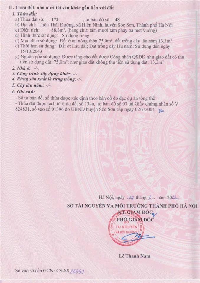 Bán 88,3m2 đất bìa làng thôn thái, xã nội bài, tp hà nội. giá đầu tư  đón sóng đường 1500 tỷ
