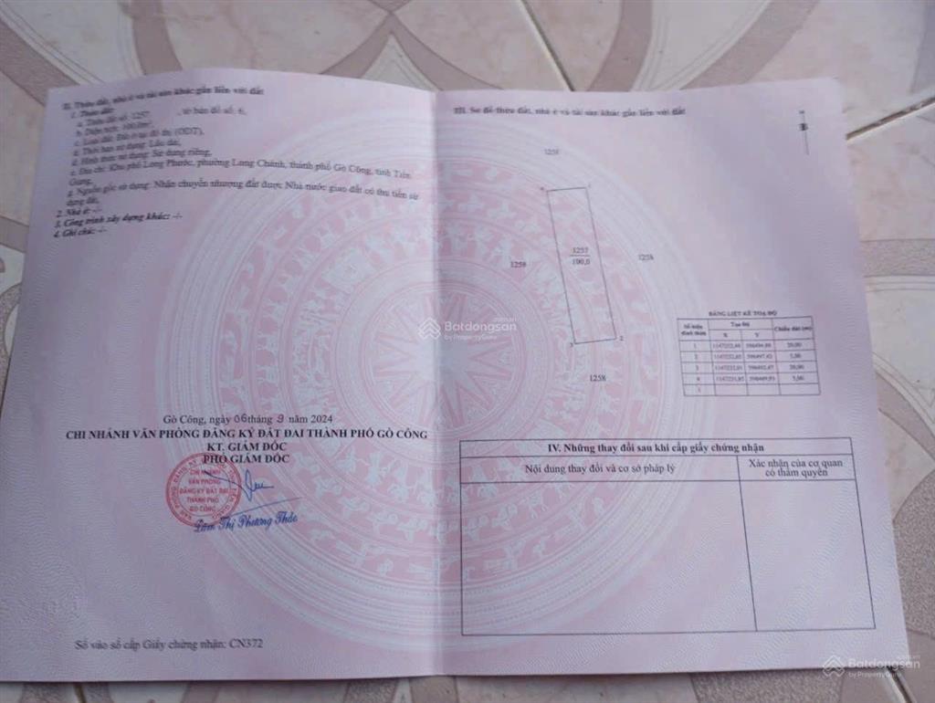 Bán nhanh 1000m2 đất tại p. long chánh  gò công. giá 850 triệu.  0901 311 ***