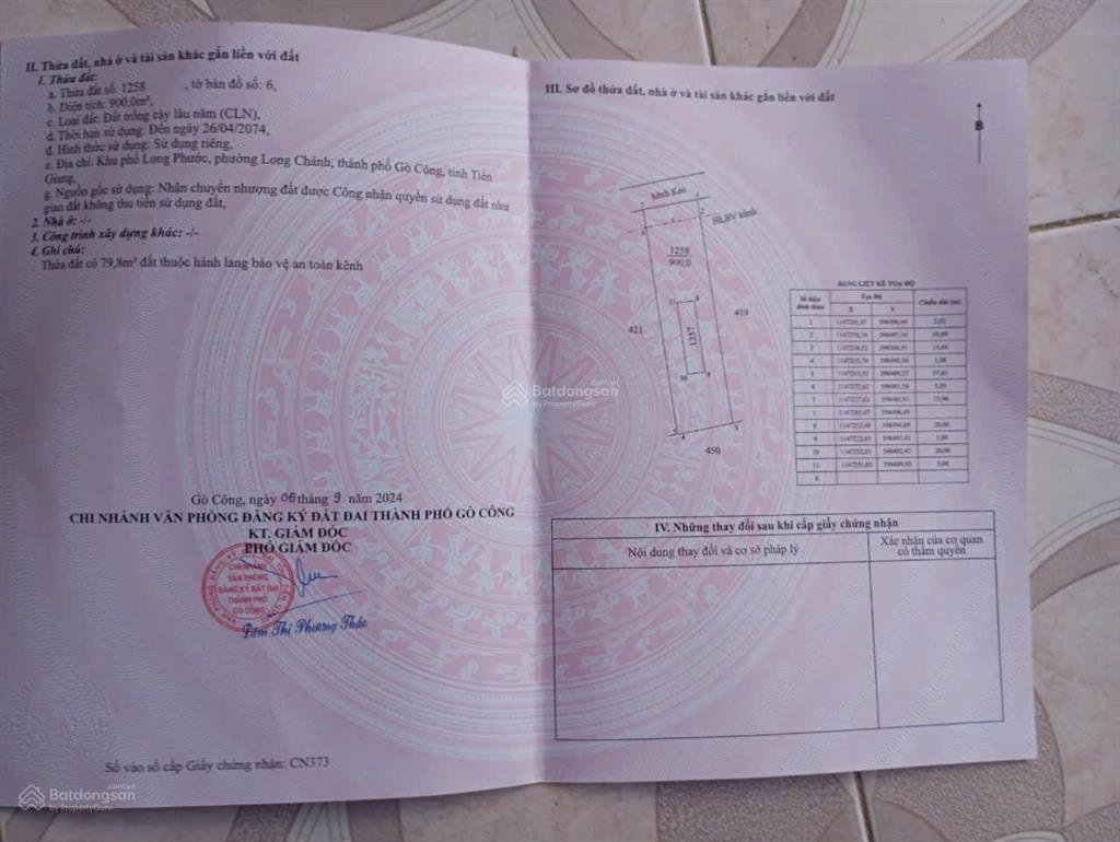 Bán nhanh 1000m2 đất tại p. long chánh  gò công. giá 850 triệu.  0901 311 ***