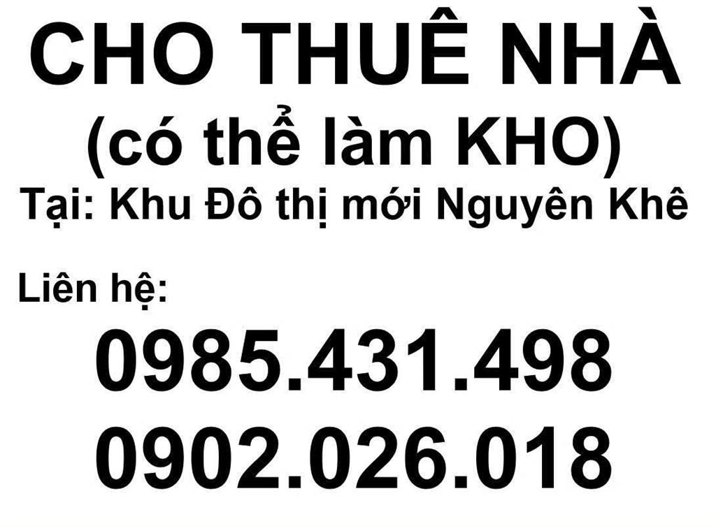 Chính chủ cho thuê nhà tại khu đô thị Nguyên Khê - Phúc Thịnh, Hà Nội