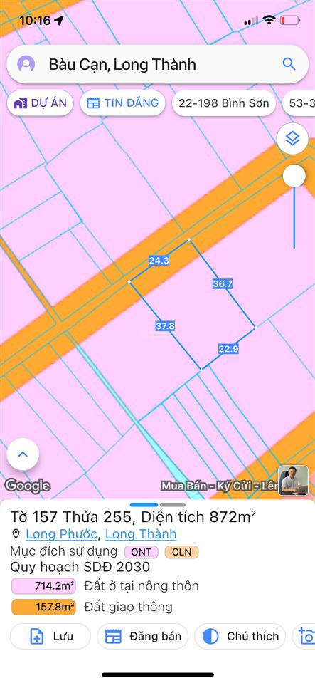 Cần bán lô đất 872m2 thổ cư + sổ riêng giá 3,5 tỷ